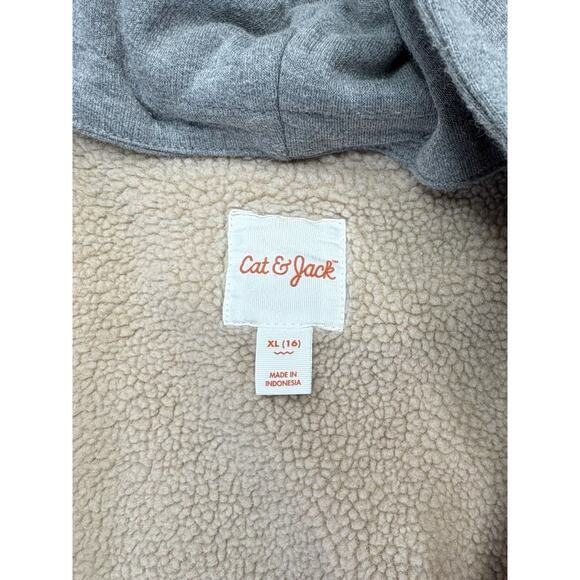 Cat & Jack Boys Jacket Blue/Yellow Sherpa Lined - Removable Hood - Size XL(16) - Picture 5 of 11